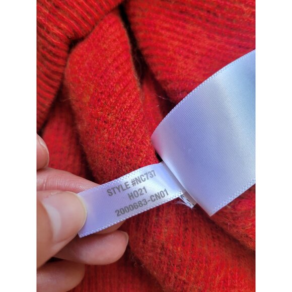 Madewell Wool Alpaca Blend Red Orange 3/4 Button Sweater Womens XS Waffle - Picture 13 of 13